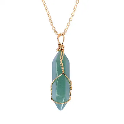 $7.79 • Buy Natural Gemstone Chakra Stone Pendant Energy Healing Crystal With Chain Necklace