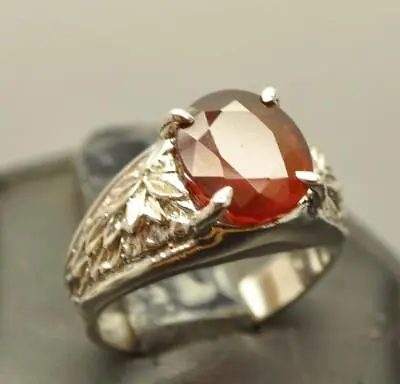 5.1 Ct Hessonite Garnet .925 Sterling Silver Mens Retro Ring Sz 8.75 Usa Made • $78