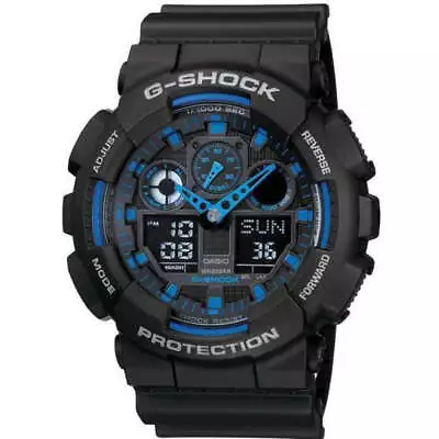 Casio G-SHOCK 55mm Black Resin Analogue-Digital Men's Watch - GA100-1A2 • $231