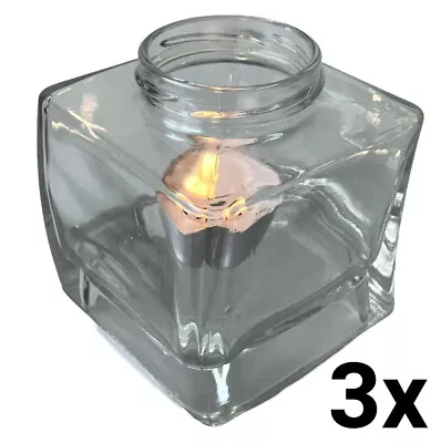 Glass Candle Holder Vase Clear Square Bud Centrepiece Wedding Event Jar 314ml • £15.98
