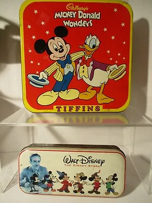 A Vintage Mickey  Mouse And Donald Duck Metal Tin Plus A Disney Watch Metal Tin • $22