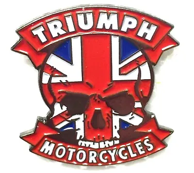£2.95 • Buy Triumph Motorcycle Metal & Enamel Biker Pin Badge-Union Jack Skull - K469