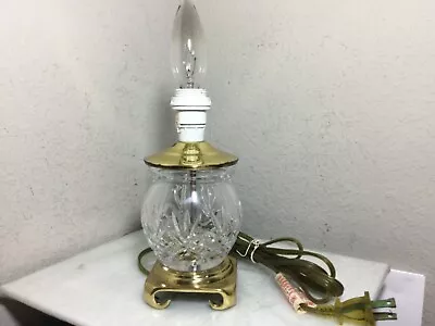 Mid Century Small Cut Crystal And Brass Table Lamp-Great Used Condition • $45.50