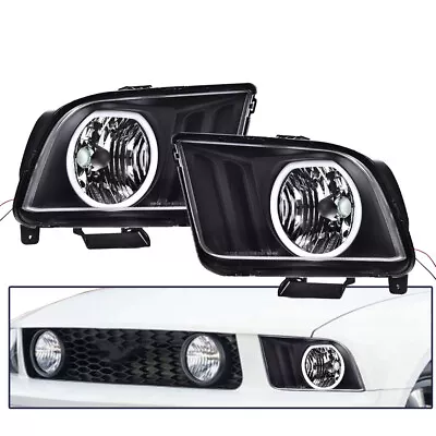 Fit For 2005-2009 Ford Mustang LED DRL Halo Headlights Assembly Black Headlamps • $74.88