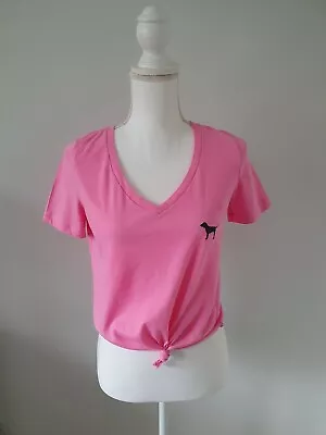 Womens Cropped Tie Front T Shirt Size 10 Pink By Pink • £9.59