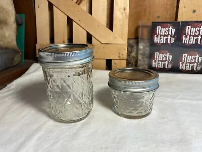 $2.99 • Buy Vintage Ball 4 Oz & 8 Oz Quilted Crystal Jelly Jars With Lids
