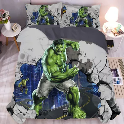 The Avengers Bedding Sets 3PCS The Hulk Duvet Cover & Pillowcase Kids Gifts • $58.89