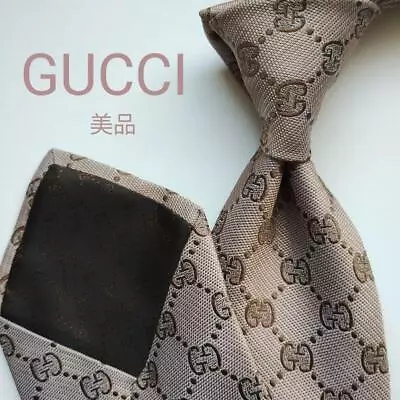 GUCCI Men's Necktie Luxury Silk High Brand All Over GG Pattern Chain Near MINT • $177.89