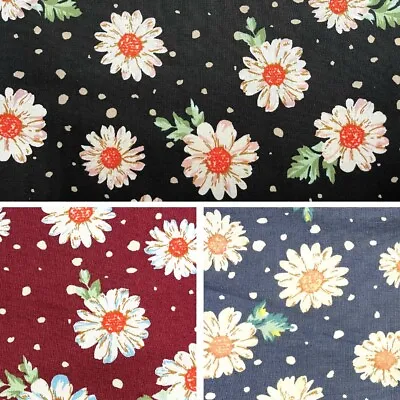 100% Cotton Poplin Fabric Daisies Flowers Spots Daisy  Sowdley Lane 145cm Wide • £0.99