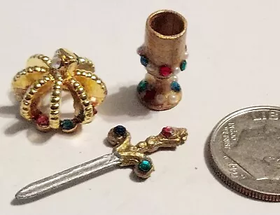 Vintage Miniature Dollhouse Crown Sword Goblet Accessories  • $14.99