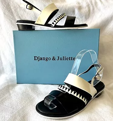 DJANGO & JULIETTE  ‘Jilsy’ Patent Leather  SANDALS Sz 39(8) As New RRP $179.95! • $58