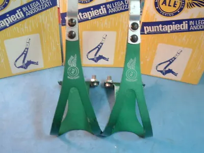 ALE Art.97 Green Large Alloy Road / MTB Toe Clips -NEW / NOS Vintage-Rare- NIB • $135.01