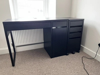 £70 • Buy IKEA MICKE Desk And Drawer Unit, Black-brown, 105x50 Cm