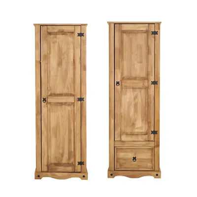 Corona 1 Door Single Wardrobe 1 Drawer Storage Mexican Pine Bedroom Furniture • £125.99