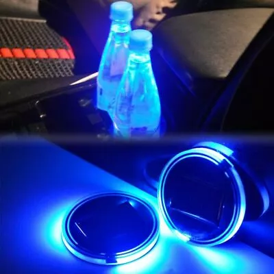 $11.69 • Buy 2x LED Lights Car Cup Holder Mat Cup Pad Drinks Coaster Blue Car Accessories