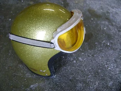 Snell Daiei TH12 Arctic Cat Snowmobile Helmet 1970 Vintage Gold Metallic Goggles • $14.99