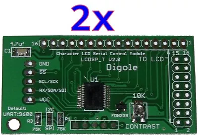 2x Serial:UART/I2C/SPI Adapters For 1602/1604/2002/2004/4002 LCD+Arduino Lib • $12.49