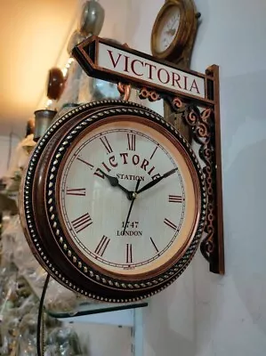 Victorian Station Clock 1747 London Double Face Wall Clock • £90