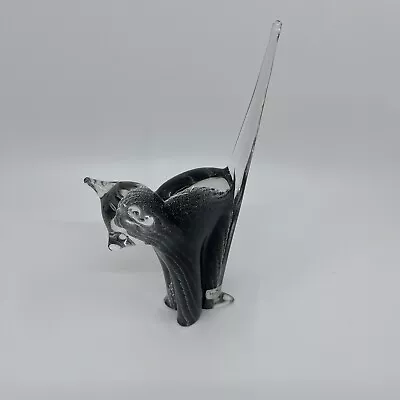 Marcolin Glass Sweden Art Crystal - Stretching Cat Signed Label (c1989) • $89