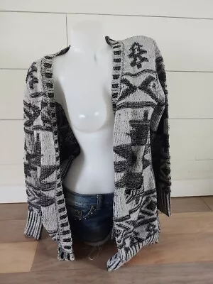 Tobi Women's Black Tribal Print Comfy Easy Fit Sweater Cardigan Comfy S/M • $19.99