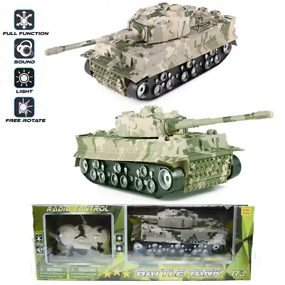 RC Remote Control Army Battle Tank W/ Lights Sound Rotating Turret Kids Toy Gift • $29.99