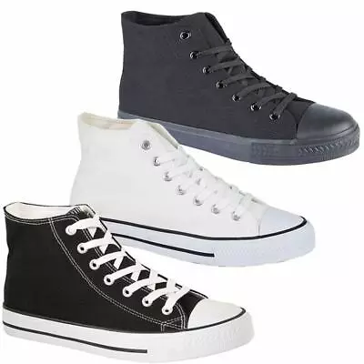 £11.95 • Buy Ladies Lace Up Casual Retro Hi Top Boots Deck Sneakers Trainers Pumps Shoes Size