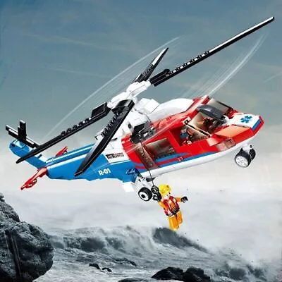 £36.82 • Buy Building Blocks MOC Military Sea Army Rescue Helicopter Brick Model Kids DIY Toy