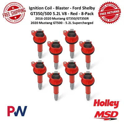 MSD Ignition Coil Blaster Red 8 Pack For 16-20 Ford Mustang Shelby GT350 / GT500 • $419.54