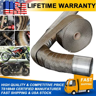 2 X50Ft Roll Titanium Header Turbo Pipe Lava Manifold Exhaust Heat Wrap + 10 Tie • $22.59