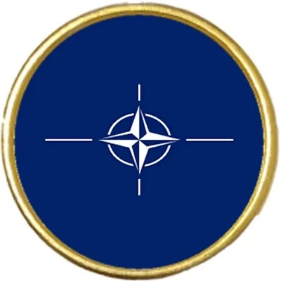 NATO Military Alliance Gold Round Colour Badge And Velveteen Bag • £3.99