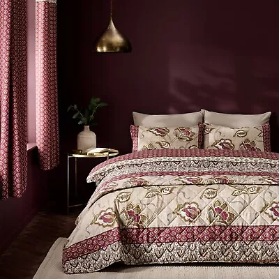 Kashmir Paisley Duvet Cover Set With Pillowcase Red & Gold Exotic Reversible • £22.99