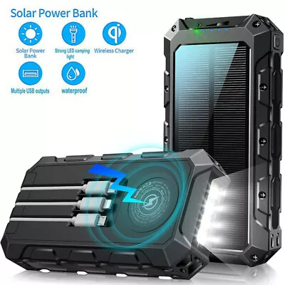 10000000mAh Solar Bank Power Waterproof 2USB LED Battery Charger For Cell Phone • £26.89