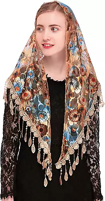 Mass Veil Triangle Mantilla Cathedral Head Covering Chapel Veil Lace Shawl Latin • $13.56