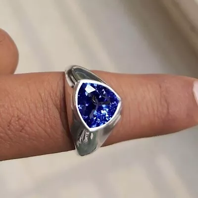 925 Sterling Silver Bold Men Anniversary Natural Faceted Tanzanite Ring Hot Sell • $40.36