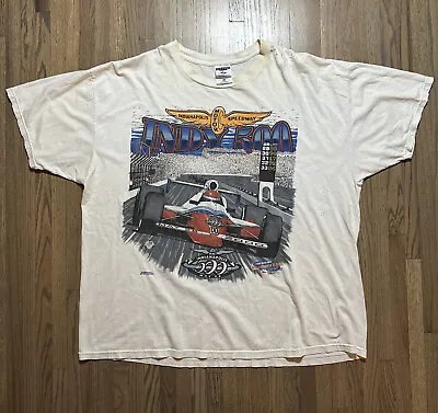 VTG DISTRESSED Indy 500 T-Shirt Y2K 2000 White Mens SZ 2XL White Racing GRAPHIC • $18.99