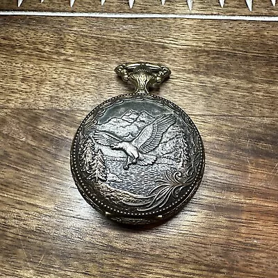 Vintage Bald Eagle Majestron Two Toned Quartz Pocket Watch E Pluribus Unum • $28