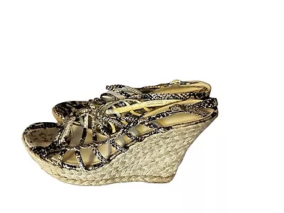 Via Spiga Women's Tandy Sandal Size 8.5M Wedge Heel Espadrille Snakeskin Strappy • $39.99