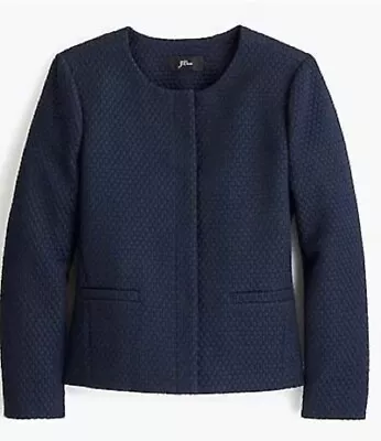 J. Crew Portfolio Jacket In Textured Matelasse Navy Blue NWT- Size 6 • $76.13