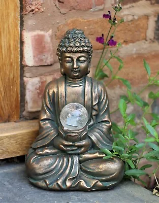 £15.25 • Buy Garden Ornament Solar Buddha ZEN Colour Changing Brass Effect Outdoor Indoor