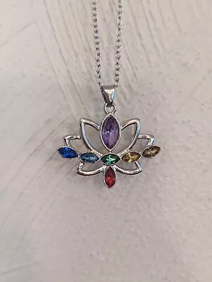 Fashion 7 Chakra Necklace Lotus Pendant Yoga Jewelry Healing Lotus 20  Chain • $9