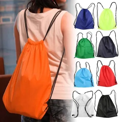 Drawstring Backpack Lightweight Beach Canvas Rucksack Bag Travel School Sports • $4.60