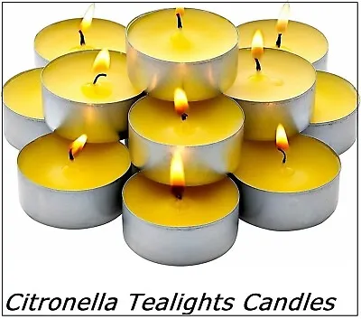 Pack Of 25 Citronella Tealights Candles 4 Hours Burn Outdoor Insect Repellent • £5.04