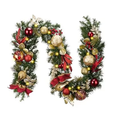 Christmas Garland With Lights For Mantle 6 Feet Lighted Battery Operated Xma... • $89.86