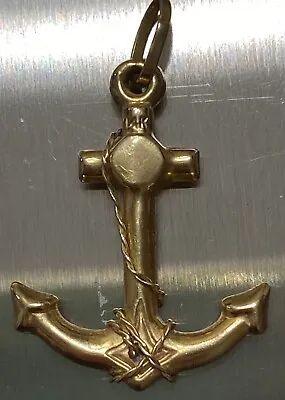 Vintage 14K Yellow Gold Anchor And Rope Charm Pendant 1.4 Grams 1.13 Inches • $80