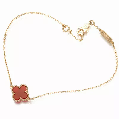 Auth Van Cleef & Arpels Bracelet Sweet Alhambra Carnelian 18K 750 Rose Gold  • $2093.92