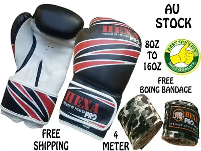 Hexa Pro Boxing Sparring Gloves MMA Punch Bag Mitt UFC Fight Training 8oz-16oz • $35.99