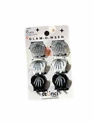 New Scunci Glam-O-Ween Skeleton Hands Claw Clip Halloween Hair Clamp 6 Pcs • $8.08