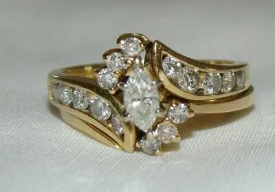 2 Ct Marquise Simulated Diamond Bridal Wedding Band Ring 14k Yellow Gold Plated • $76.99
