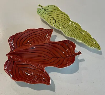  2 Carlton Ware Leaf Dish Pinstripe Australian Design 27to 36 Cm Long/ No Damage • $70