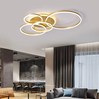 LED Ceiling Light Gold Ring Aluminum Fixture Chandelier Lights Living Bedroom • £109.95